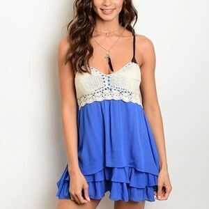 *Clearance* Parvenue Blue Crochet Dress